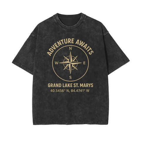 Grand Lake St. Marys Adventure Snow Washed Oversized Tee